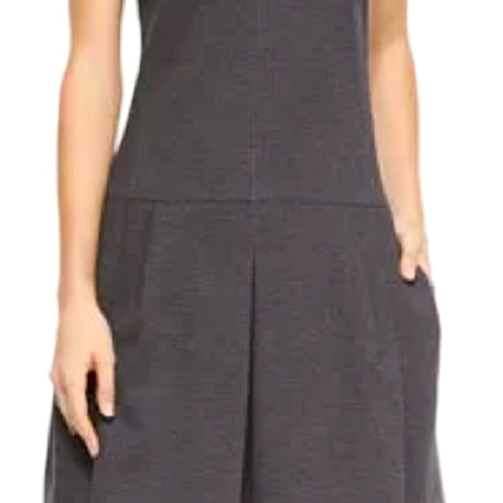 VINCE.EUC. “Ponte” pleated drop waist midi dress.Sleeveless.Charcoal grey.Size 0 - Picture 5 of 15